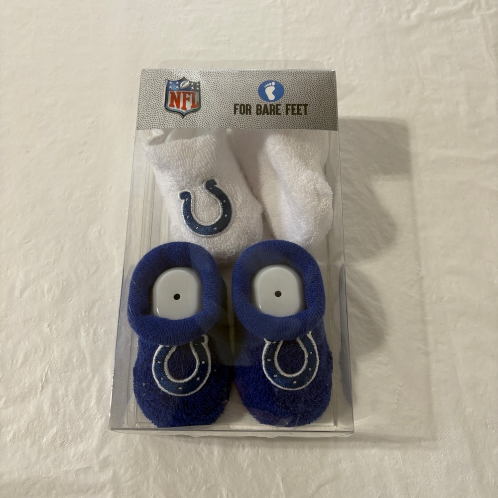 NFL Indianapolis Colts 2 Pack Baby Booties For Bare Feet One Size Fits Most New